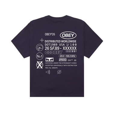 Obey Code Pigment T-Shirt viola tinta in capo fronte