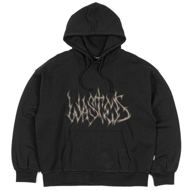 Wasted Paris Chainsaw Hoodie Boxy nera, felpa con cappuccio e stampa grafica, vista frontale