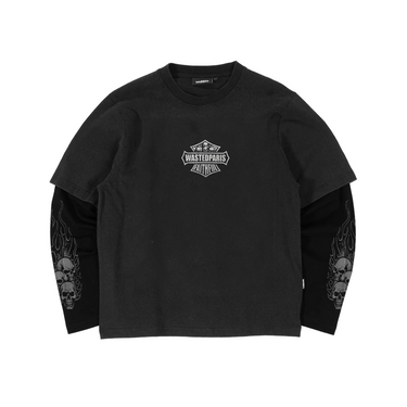 Wasted Paris Age Road T-Shirt nera in cotone pesante, grafica serigrafata sul davanti