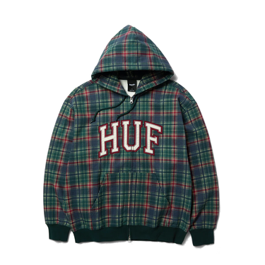 HUF Arch Plaid Full-Zip Hoodie verde felpa con cappuccio motivo a quadri