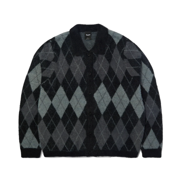 HUF Cooper Mohair Sweater nero maglione con colletto a bottoni