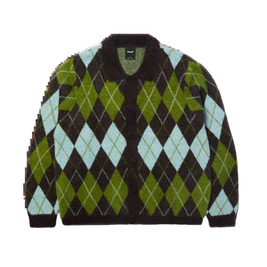 HUF Cooper Mohair Sweater marrone maglione con colletto a bottoni