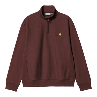 Carhartt WIP Half Zip American Script Sweatshirt amarone vista frontale