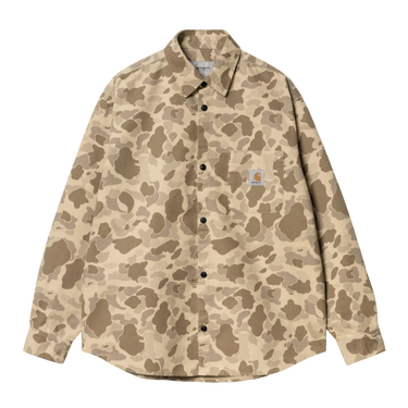 Carhartt WIP Duck LS Shirt Desert camicia mimetica sabbia vista frontale