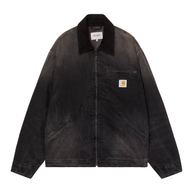 Carhartt WIP OG Detroit Winter Jacket nera Black Tobacco Used Wash vista frontale