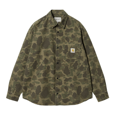 Carhartt WIP Duck LS Shirt Green camicia mimetica vista frontale