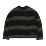 Wasted Paris Crewneck Script Striped verde e nera, maglione girocollo a righe, vista frontale