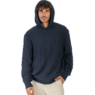 Kaotiko Après Ski Knit Sweatshirt navy, dettaglio maglia a trecce