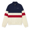 Kaotiko Crew Neck Zipper Carter, felpa color block navy, panna e rossa con collo a zip, vista frontale