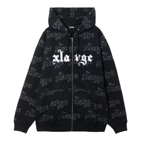 Allover Logo Zip Hooded Sweatshirt