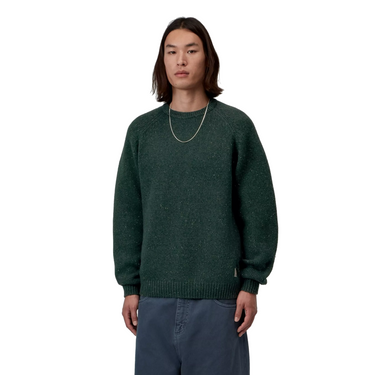 Carhartt WIP Anglistic Sweater Speckled Dark Scarab, dettaglio maglia melange