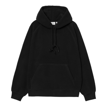 Carhartt WIP Hooded Limn C Fleece Sweatshirt nera in pile, vista frontale