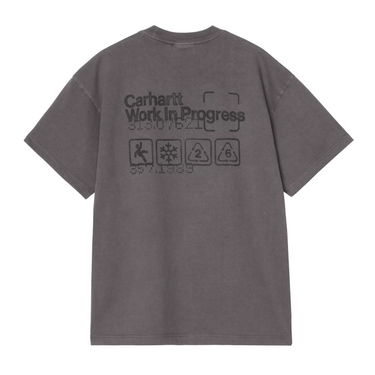 Carhartt WIP Boxed T-Shirt nera Soot, vista retro con stampa tono su tono