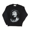 Propaganda Crown Sweater nero, maglione con stampa volto e corona di spine sul fronte