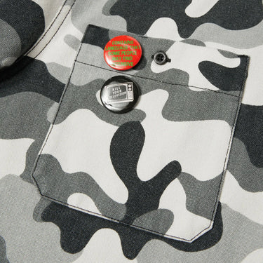 HUF Olympia Hooded Overshirt camo grigio dettaglio ricamo cappuccio