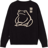 Kaotiko Ramen Frog Jersey nero, maglione girocollo con ideogramma ricamato sul fronte