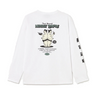 Kaotiko Noodle Temple LS bianca, t-shirt a manica lunga con stampa giapponese sul fronte