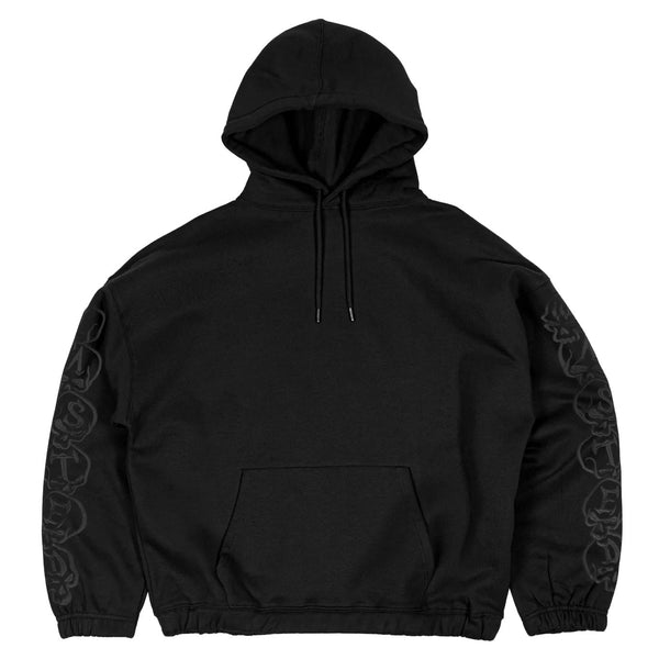 felpa con cappuccio Boxy Bury di Wasted Paris nera con ricami sulle maniche