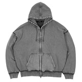 Kingdom Curve Faded Hoodie grigio sbiadito effetto destroyed